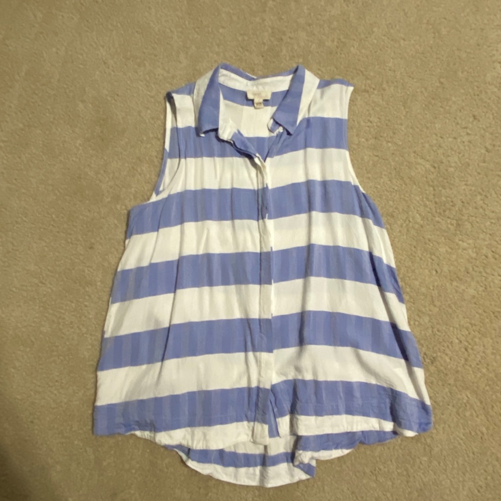 Cupio Blush striped Long Button Down Blouse